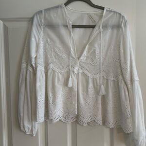 White eyelet top